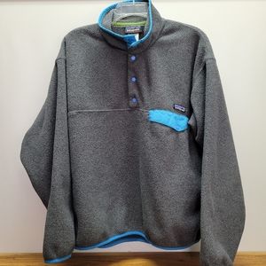 Patagonia Gray and Blue Synchilla Snap T pullover fleece